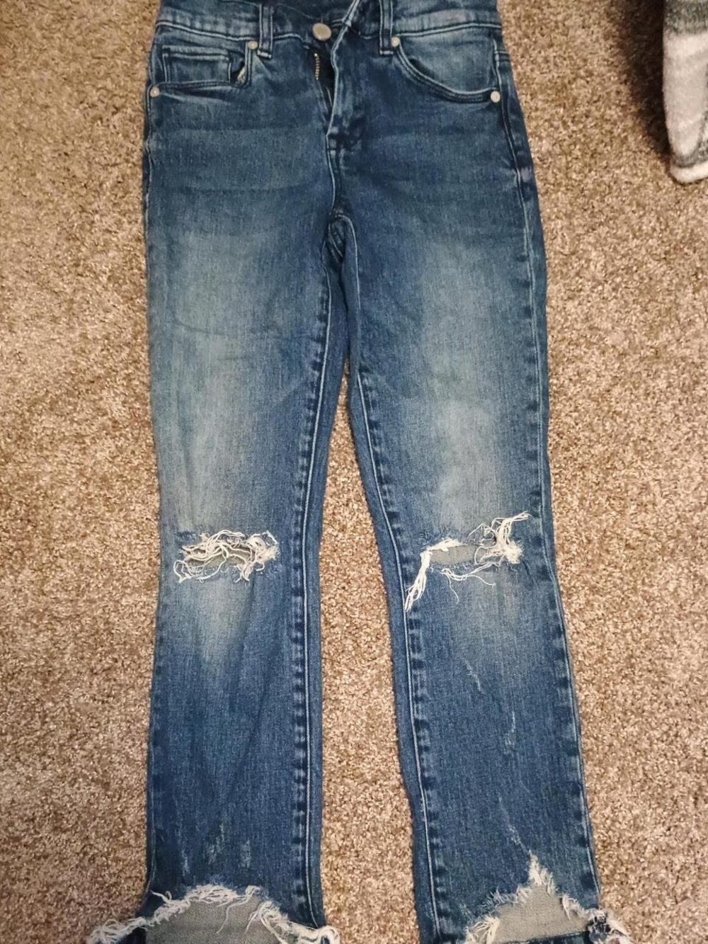 Blank NYC Distressed Blue Wide-Leg Jeans